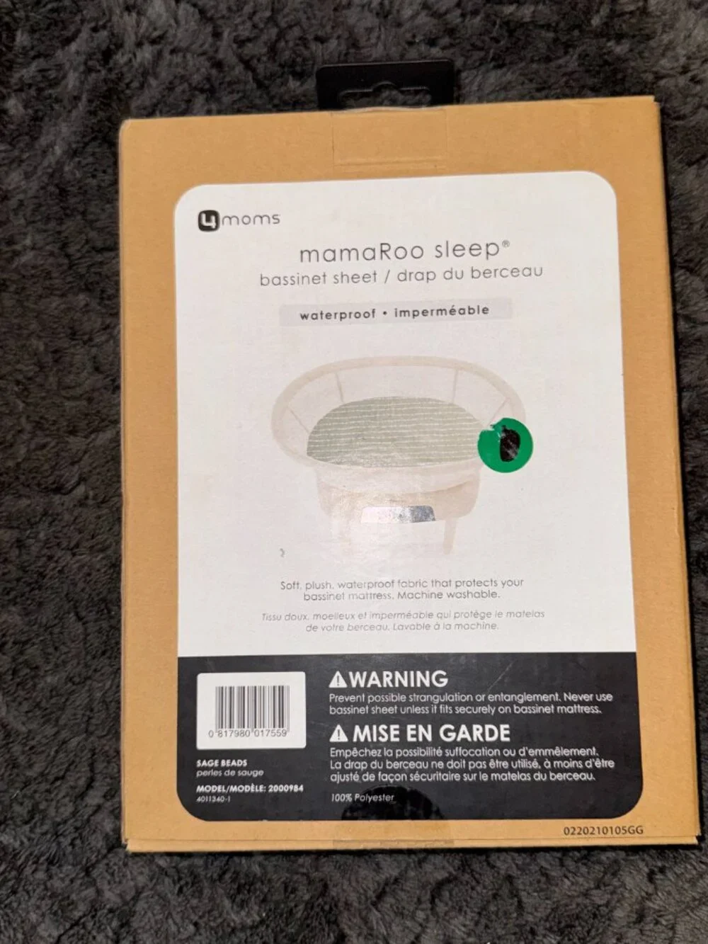 4moms mamaroo Sleep Waterproof Bassinet Sheet-Beads,Sage Green Nip